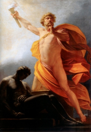 "Prometheus Brings Fire to Mankind," Heinrich Fueger, 1817 (img courtesy Wikipedia</a>)